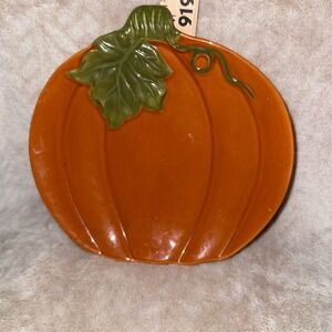Pumpkin-Shaped Ceramic Plate Autumn Harvest Design 8" Orange Festive Better Home